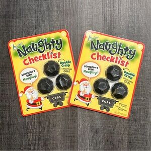 💞 New Set of 2 Naughty Checklist Christmas Holiday Cards With Pretend Coal